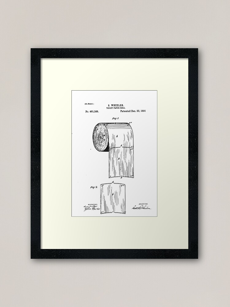 "Toilet Paper Roll Patent 465,588 by S. Wheeler" Framed Art Print