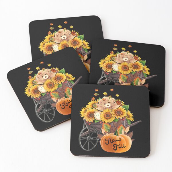 Item preview, HELLO FALL CUTE BEAR IN SUNFLOWERS TOSSING LEAVES AUTUMN designed and sold by Miriam Brayan.