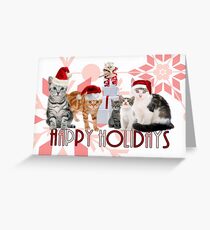 Holiday Cats in Red Hues Greeting Card