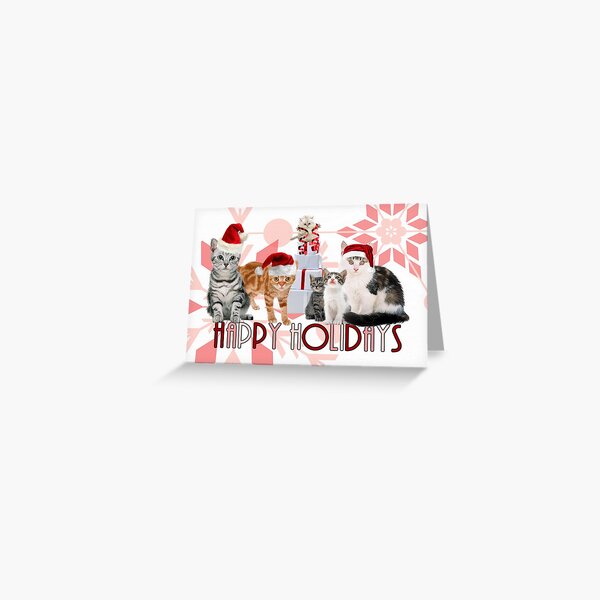 Holiday Cats in Red Hues Greeting Card