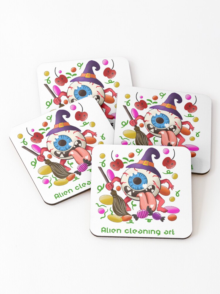 Thumbnail 1 of 5, Coasters (Set of 4), Alien cleaning arts. designed and sold by RAJSHIVA.