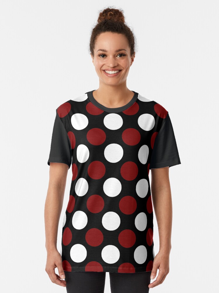 white red polka dot shirt