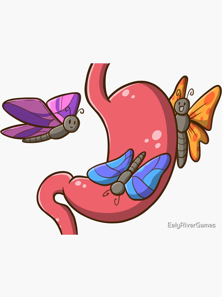 "butterflies in the stomach" Sticker for Sale by EelyRiverGames Redbubble