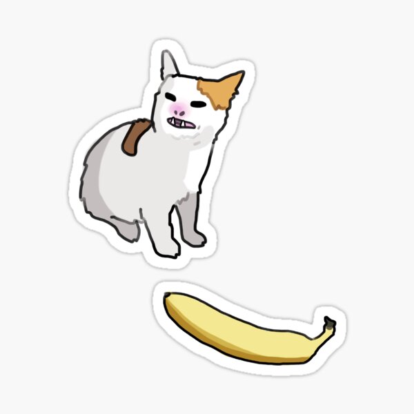 Angry cat no banana meme calico kitty hate yellow fruit - Angry