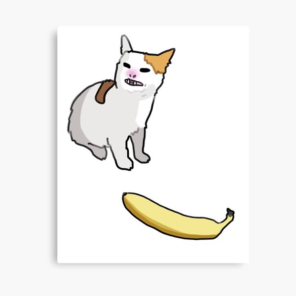 I draw the angry cat no banana meme Photographic Print for Sale