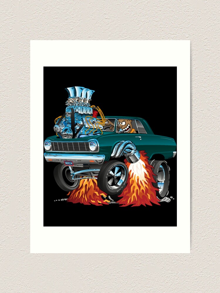 Sixties American Classic Muscle Car Cartoon Art Print For Sale By Matthijsaanholt Redbubble