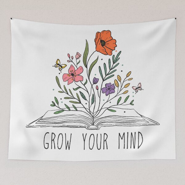 Item preview, Grow Your Mind Open Book With Flowers  designed and sold by Dollfacedesign.