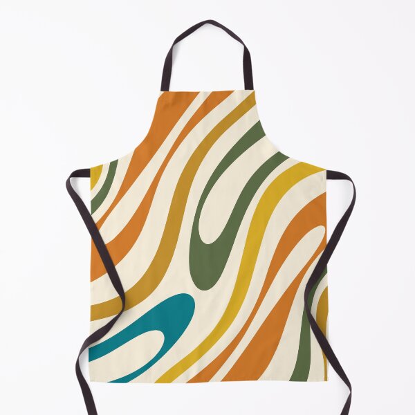 Item preview, Wavy Loops Retro Abstract Pattern Moroccan Teal Blue Orange Olive Mustard Ochre Cream designed and sold by kierkegaard.