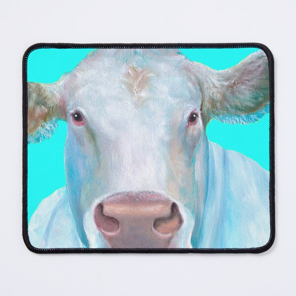Item preview, Charolais Cow painting on blue designed and sold by MatsonArtDesign.