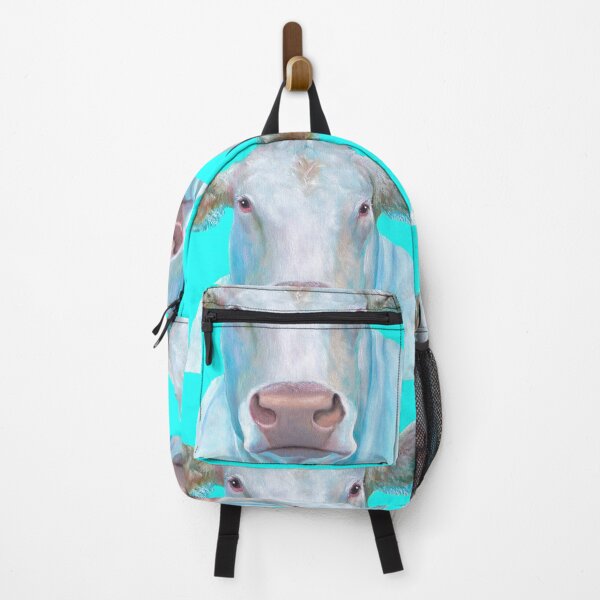 Item preview, Charolais Cow painting on blue designed and sold by MatsonArtDesign.
