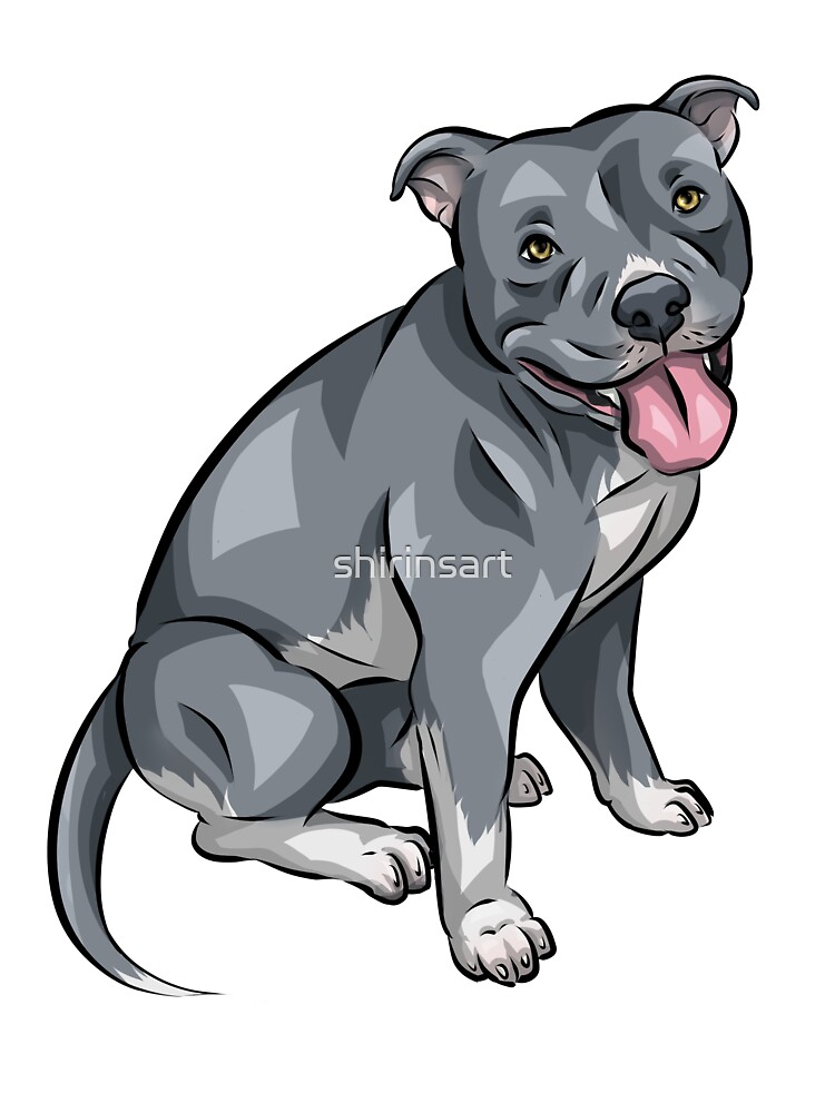Blue American Bully | Merle | Cute Cartoon Dog Art