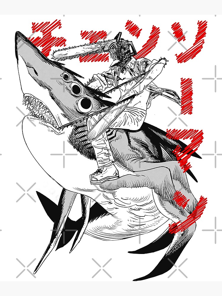 "Chainsaw warrior riding shark" Poster for Sale by Sonic-ip | Redbubble