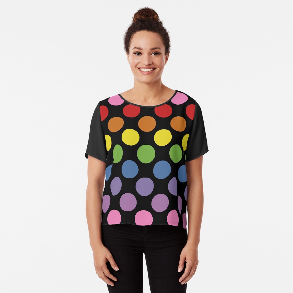rainbow polka dot shirt