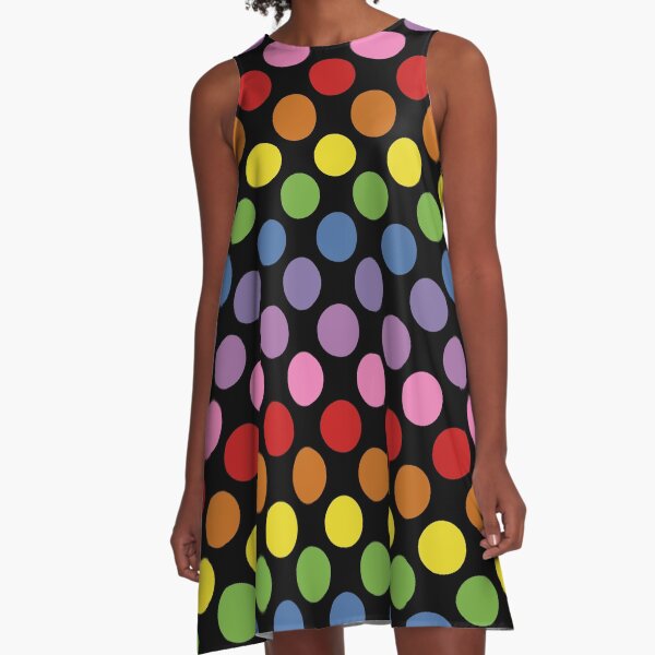 Rainbow Polka Dots A-Line Dress