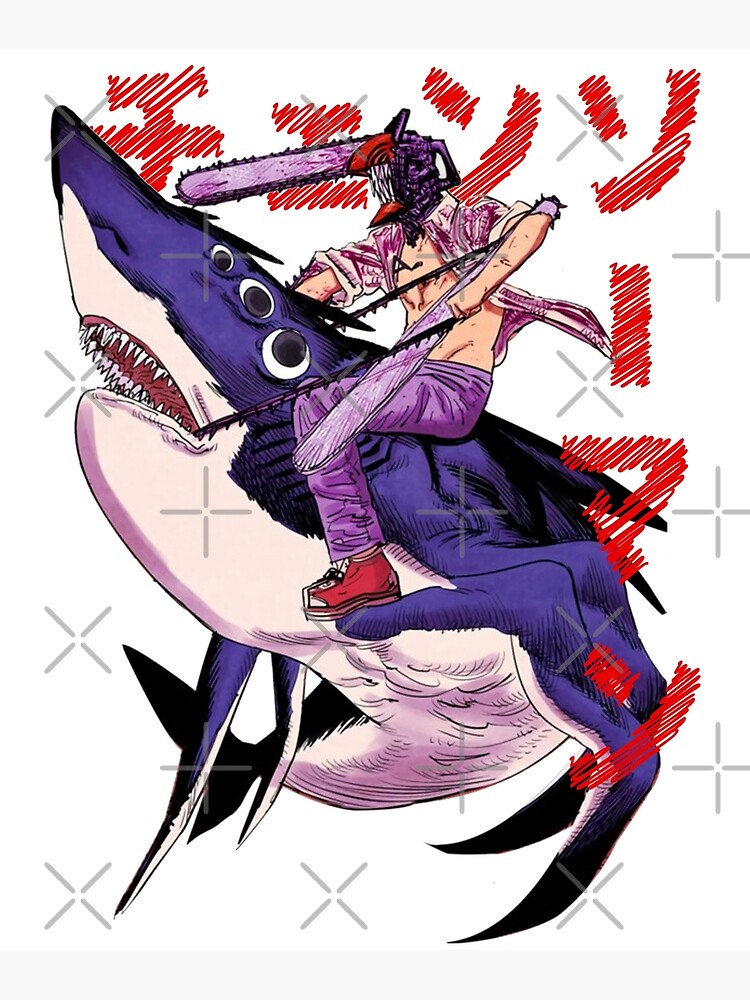 "Chainsaw warrior riding shark" Poster for Sale by Sonic-ip | Redbubble
