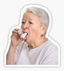 Old Lady with Inhaler Sticker