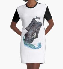 Skeleton Crew Pirate Ship Graphic T-Shirt Dress