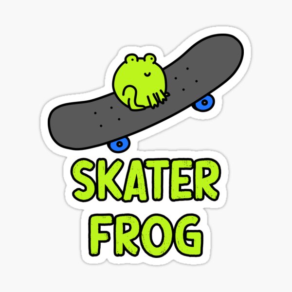 "Cute Frog on a Skateboard with Skater Frog Quote Skater Frog Doodle