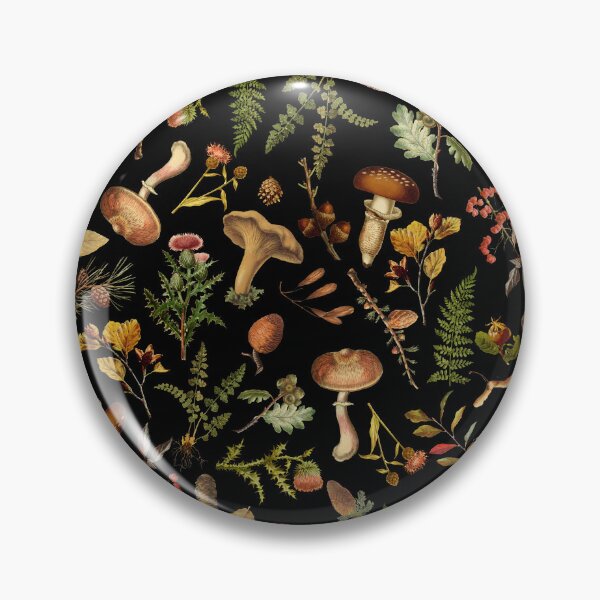 Item preview, Vintage Mushrooms Woodland Pattern - Black Botanical Night Garden Nightgarden designed and sold by UtArt.