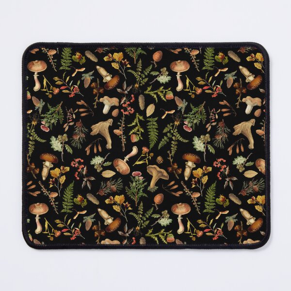 Item preview, Vintage Mushrooms Woodland Pattern - Black Botanical Night Garden Nightgarden designed and sold by UtArt.