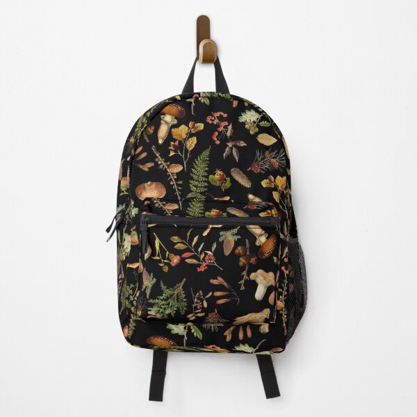 Item preview, Vintage Mushrooms Woodland Pattern - Black Botanical Night Garden Nightgarden designed and sold by UtArt.