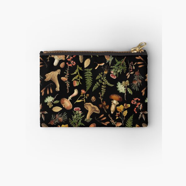 Item preview, Vintage Mushrooms Woodland Pattern - Black Botanical Night Garden Nightgarden designed and sold by UtArt.