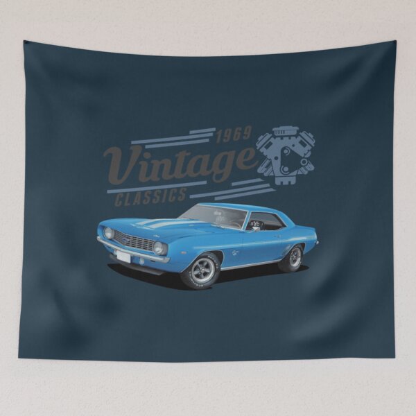 Item preview, Vintage Blue Camaro and Engine designed and sold by MatthijsRoon.