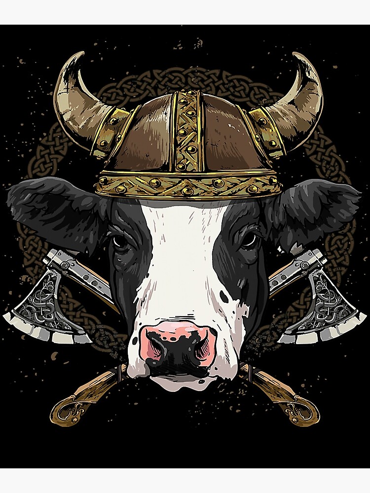 "Cow Mooey Viking Cow with Viking Helmet Mjolnir Axes 70 Cows Heifer