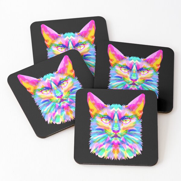 Item preview, Bright Rainbow Abstract Cat Art designed and sold by MamaNeeaDesigns.