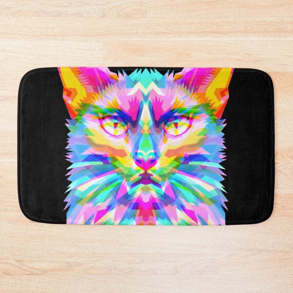Item preview, Bright Rainbow Abstract Cat Art designed and sold by MamaNeeaDesigns.
