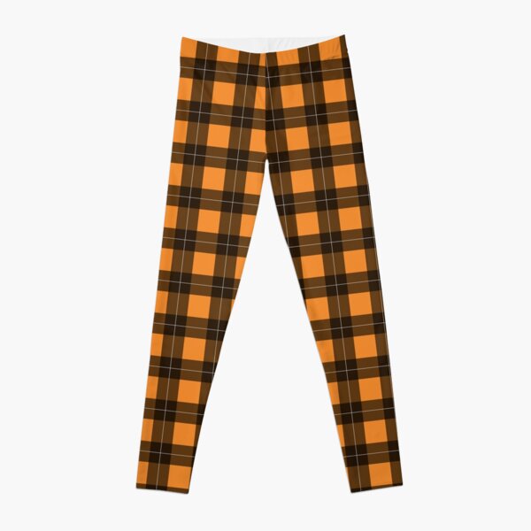 Orange and Black Buffalo Plaid Pattern Leggings