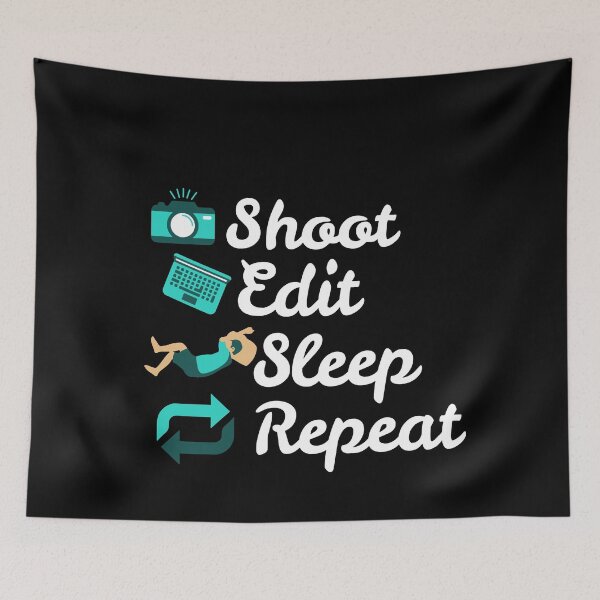 Item preview, Funny Shoot Edit Sleep Repeat Photographer Camera Film designed and sold by TobyLewis1592.