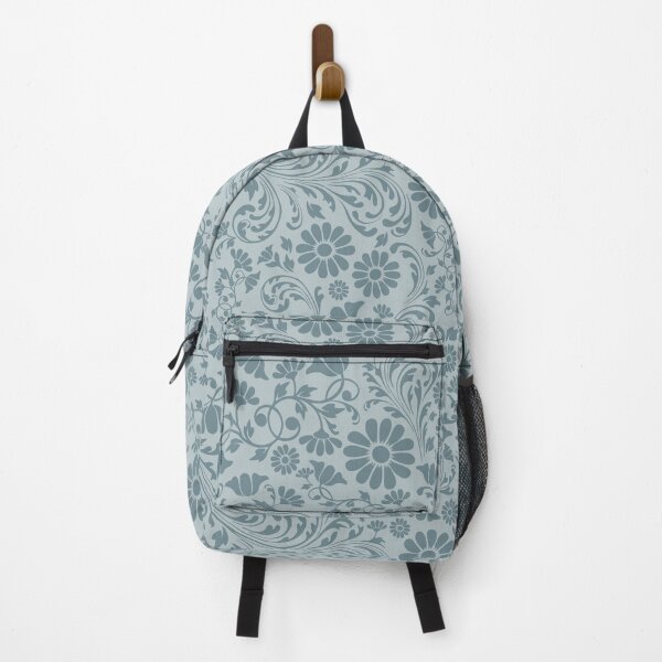 Item preview, floral pattern retro blue gray designed and sold by PicturePatty.