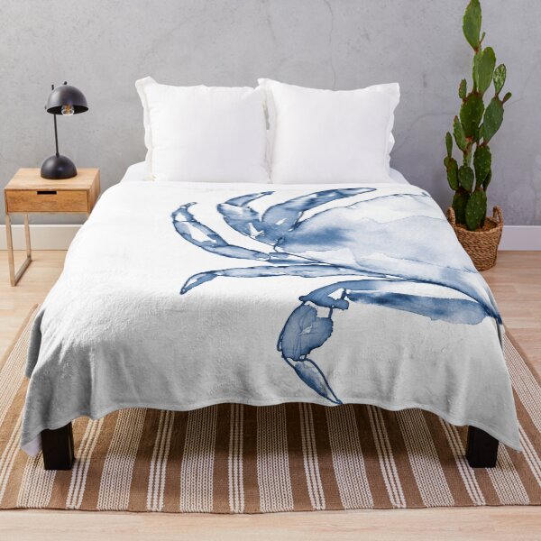 Item preview, Coastal Crab in Watercolor, Navy Blue (Left Half in Set)  designed and sold by KShedenhelm.