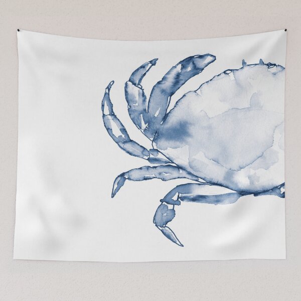 Item preview, Coastal Crab in Watercolor, Navy Blue (Left Half in Set)  designed and sold by KShedenhelm.