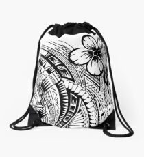 Polynesian Flower Drawstring Bag
