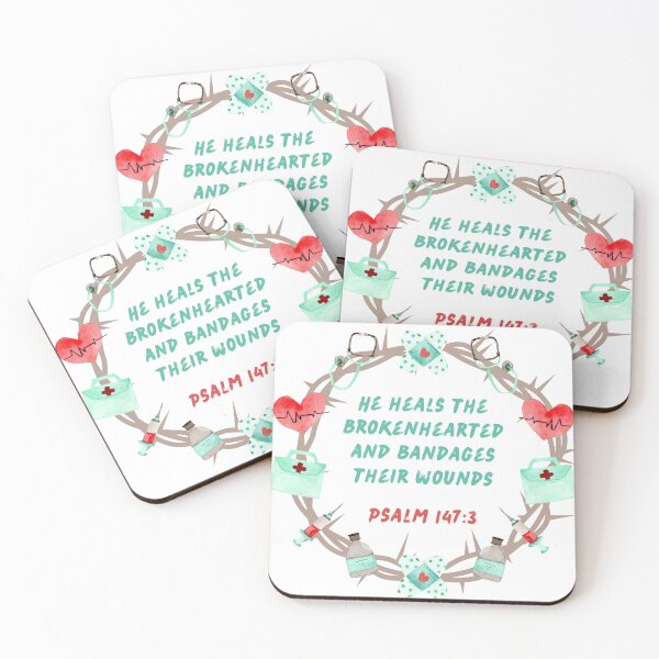 Item preview, Psalm 147:3 - He heals the brokenhearted and bandages their wounds. designed and sold by FlutterByH.