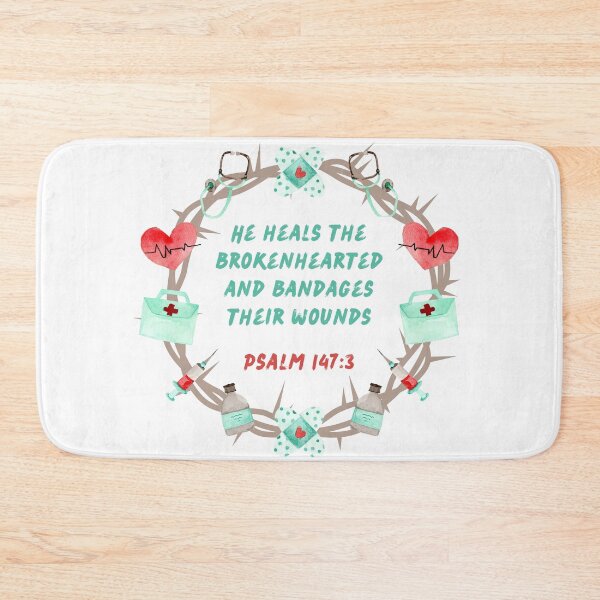 Item preview, Psalm 147:3 - He heals the brokenhearted and bandages their wounds. designed and sold by FlutterByH.