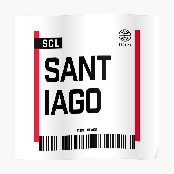 Santiago de Chile SCL Boarding Pass Poster