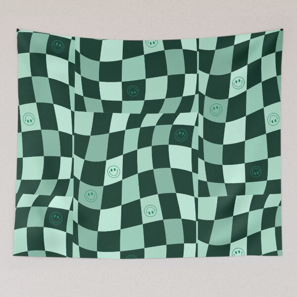 Item preview, Checkered Green Smiley Face designed and sold by YellowLionArt.