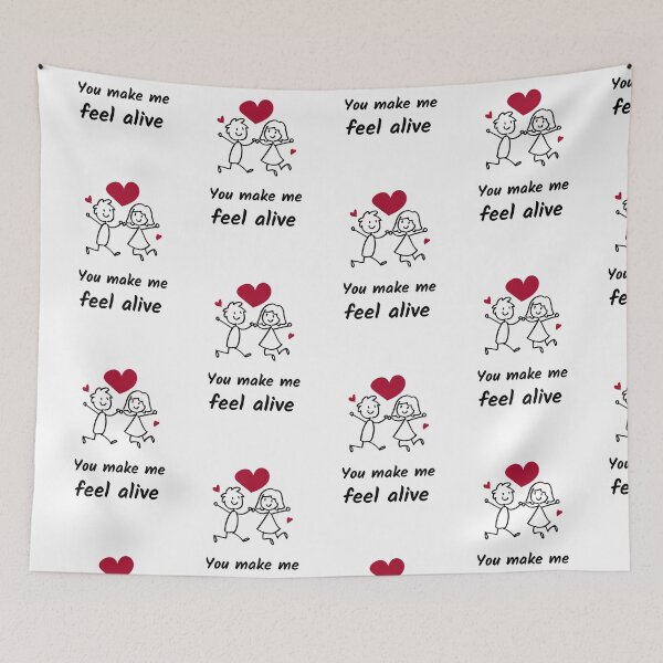 Item preview, You Make Me Feel Alive. Cute Lovers With Hearts designed and sold by Rebel-Design.