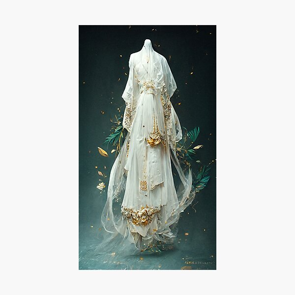 Gorgeous wedding dress in white with golden accents" Art Board Print by  freeyourmindai | Redbubble