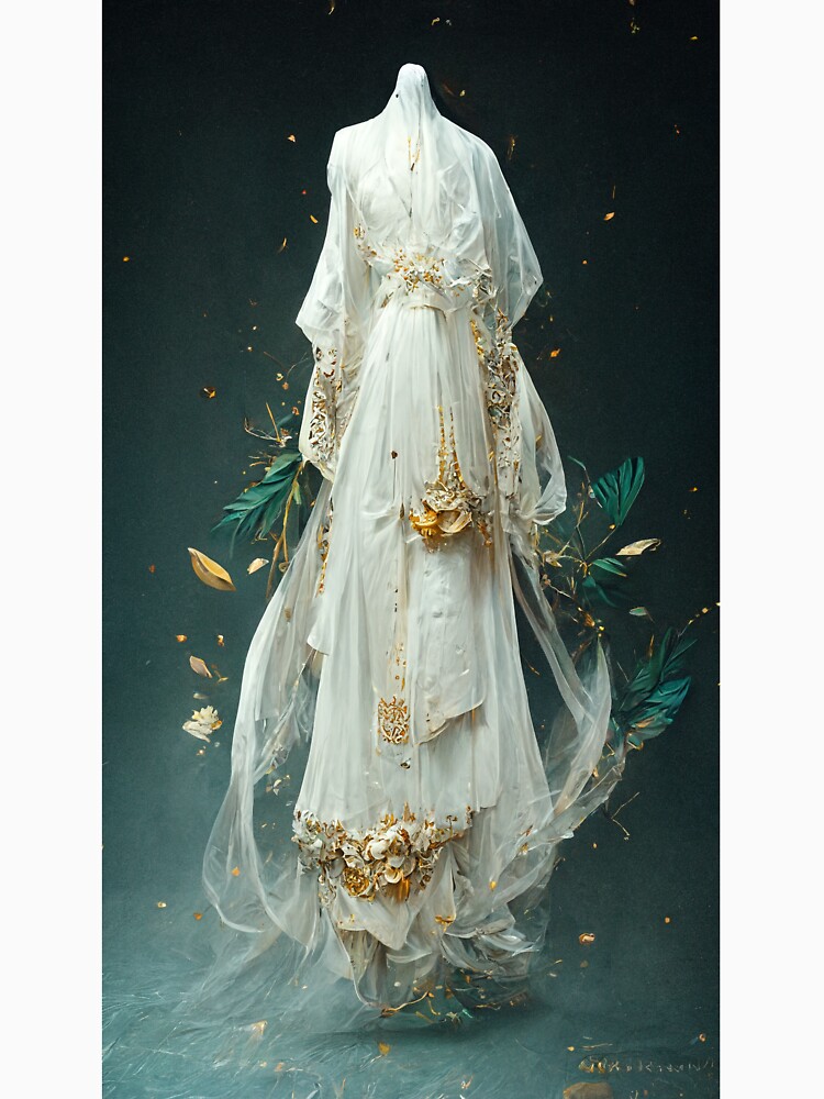Gorgeous wedding dress in white with golden accents" Essential T-Shirt by  freeyourmindai | Redbubble