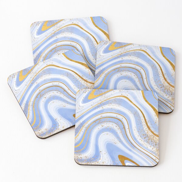 Item preview, Faux Baby Blue Marble With Gold Glitter Veins designed and sold by MysticMarble.