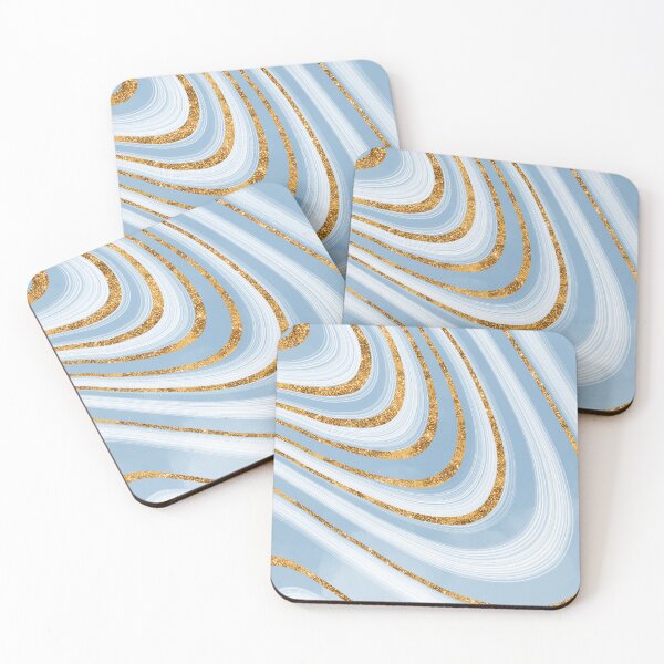 Item preview,  Faux Baby Blue Marble With Gold Glitter Veins 1 designed and sold by MysticMarble.