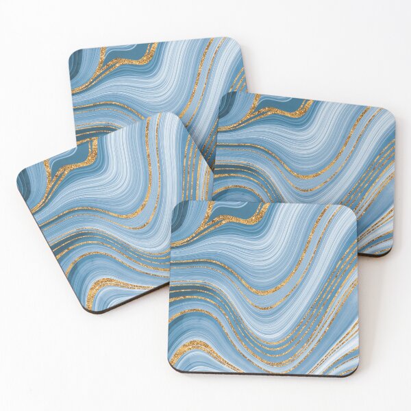 Item preview,  Faux Baby Blue Marble With Gold Glitter Veins 2 designed and sold by MysticMarble.