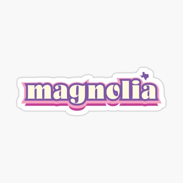Magnolia Texas - Retro Name Design, Southeast Texas, Purple, Pinks Sticker