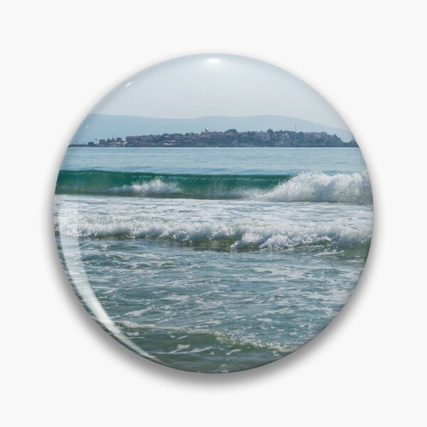 Item preview, Gloriously Rough - Nessebar Old Town behind a Big Breaking Wave designed and sold by Georgia Mizuleva.