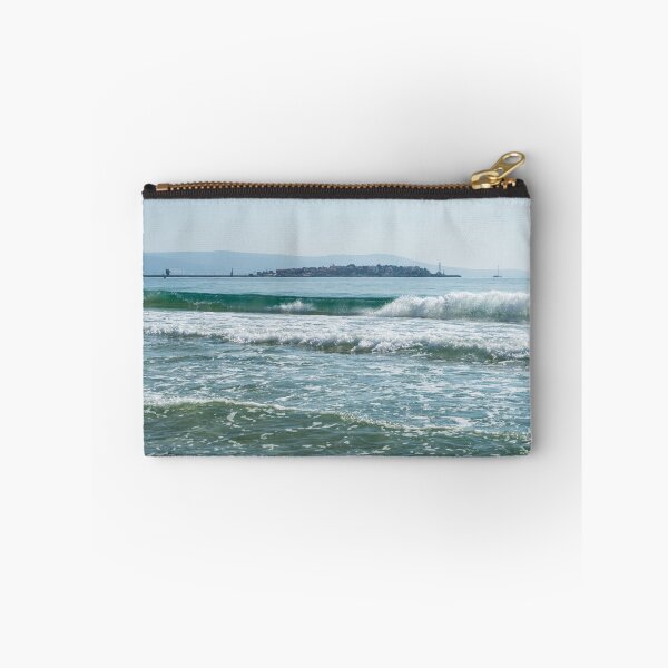 Item preview, Gloriously Rough - Nessebar Old Town behind a Big Breaking Wave designed and sold by Georgia Mizuleva.