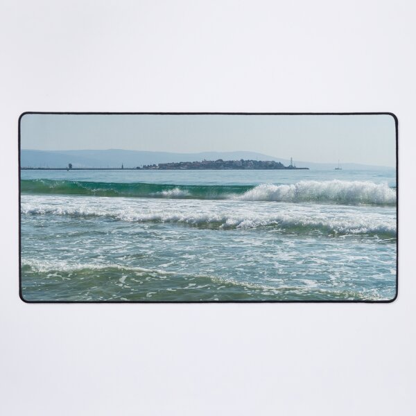 Item preview, Gloriously Rough - Nessebar Old Town behind a Big Breaking Wave designed and sold by Georgia Mizuleva.